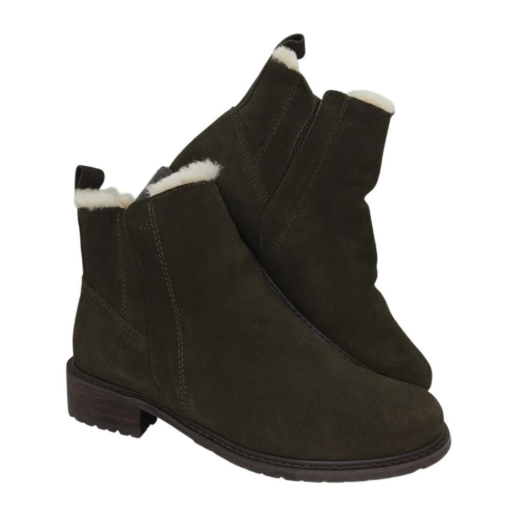 Emu Australia Pioneer Womens Pre-owned Dark Green Suede, Lined Boots - sz. 9M